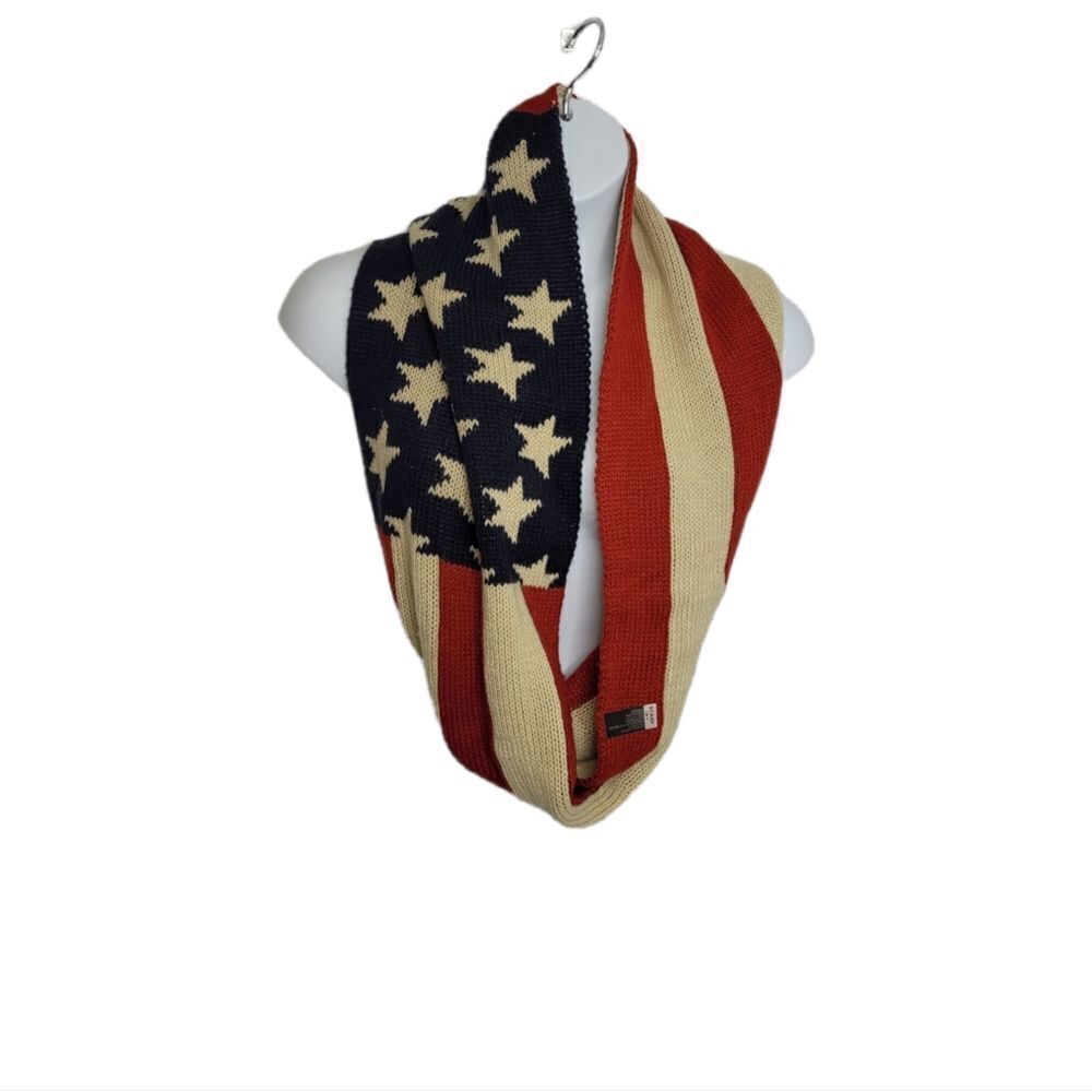 D&Y Zumiez knit acrylic American flag infinity‎ scarf OS